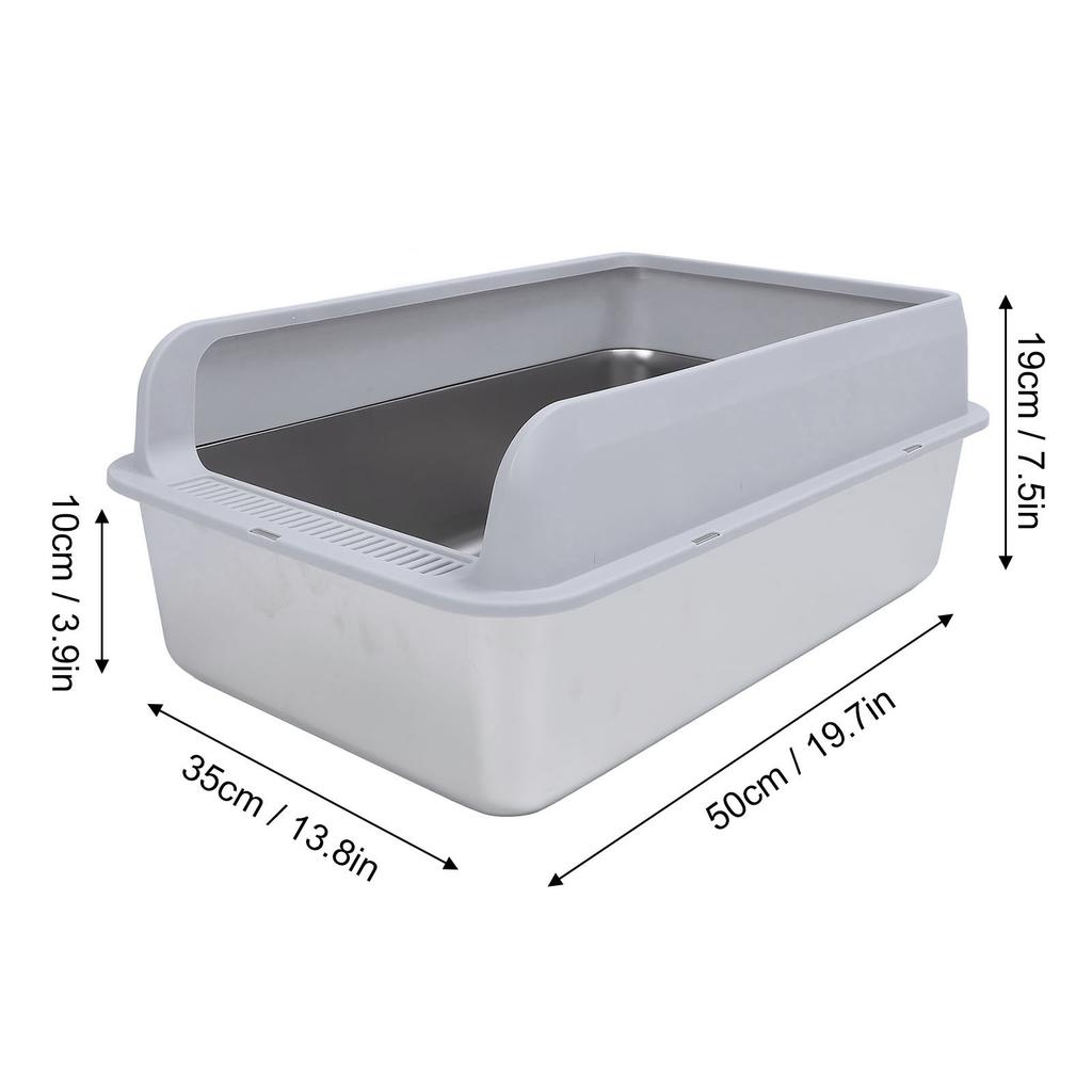 Stainless Steel Cat Litter Box Sturdy Easy To Clean Anti Splashing High Sided Metal Kitty Litter Tray With Scoop For Indoor Cats