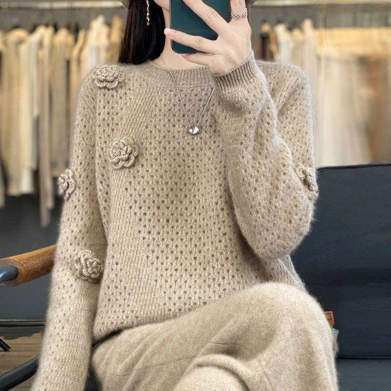 Women Sweater 100% Wool MODERN NEW SAGA O-neck Knit Pullover Thick Winter Jumpers Female Knit Tops