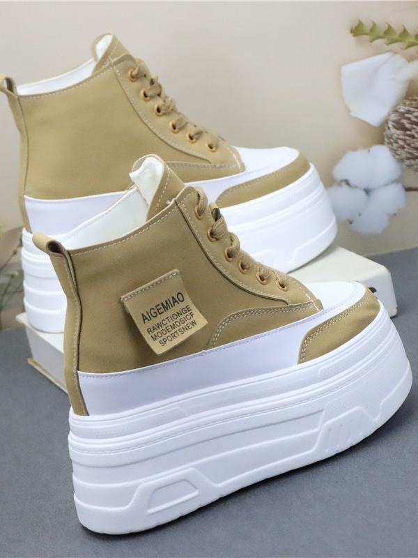 Mode 12CM Herbst Neue Damen Dermis Sport-Sneaker High Top Schuhe Weibliche Vulkanisierte Damen Freizeit-Laufschuhe Stiefeletten Damen