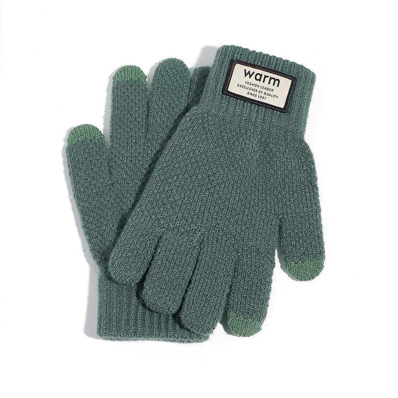 Winter Men's Winter Cycling Cold-proof Student Knitted Warm Men's and Women's Wool Gloves Touch Screen Autumn and Winter Plus Velvet and Thickening