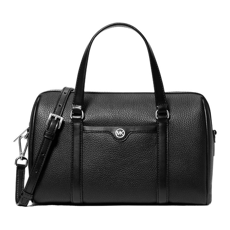 MICHAEL KORS Jet Set Brand Logo Silver Hardware PU Shoulder Handbag Medium Women s Black чёрный