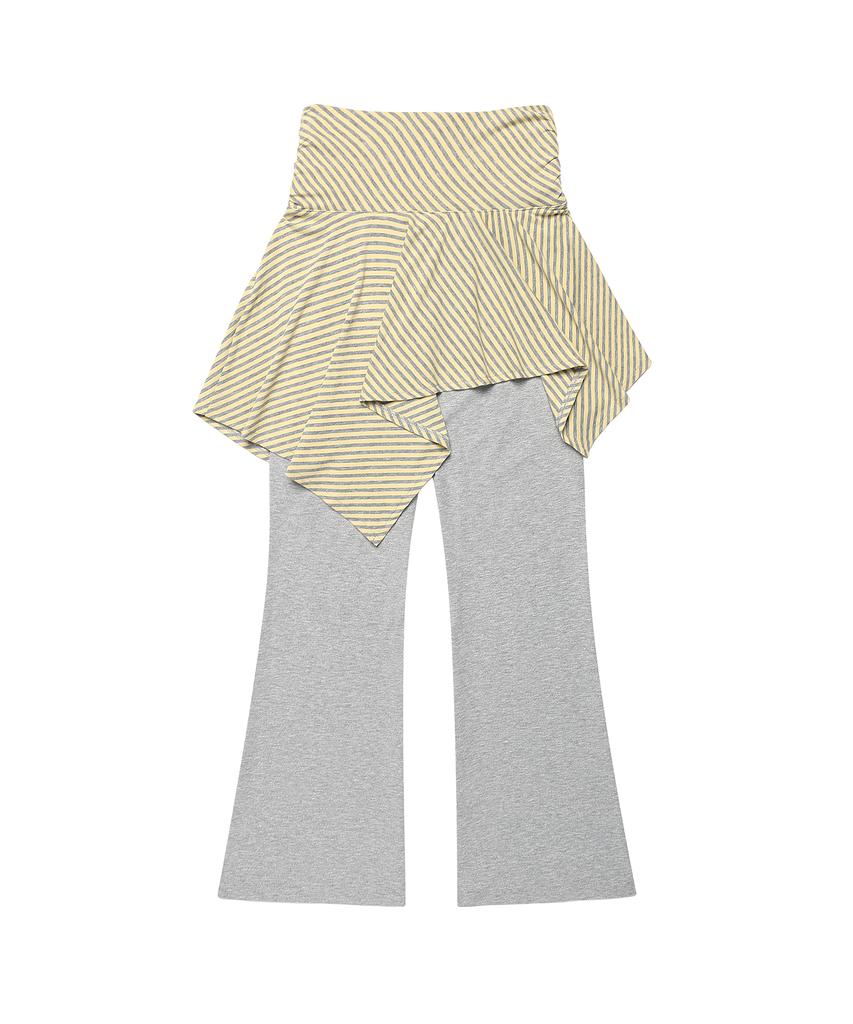 AMES-WORLDWIDE Unbalance Layered Skirt Pants Yellow