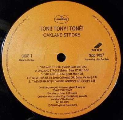 12inch Record TONY TONI TON  Oakland Stroke SPP1027 PolyGram 1990 Canada Rap  HipHopRB Used