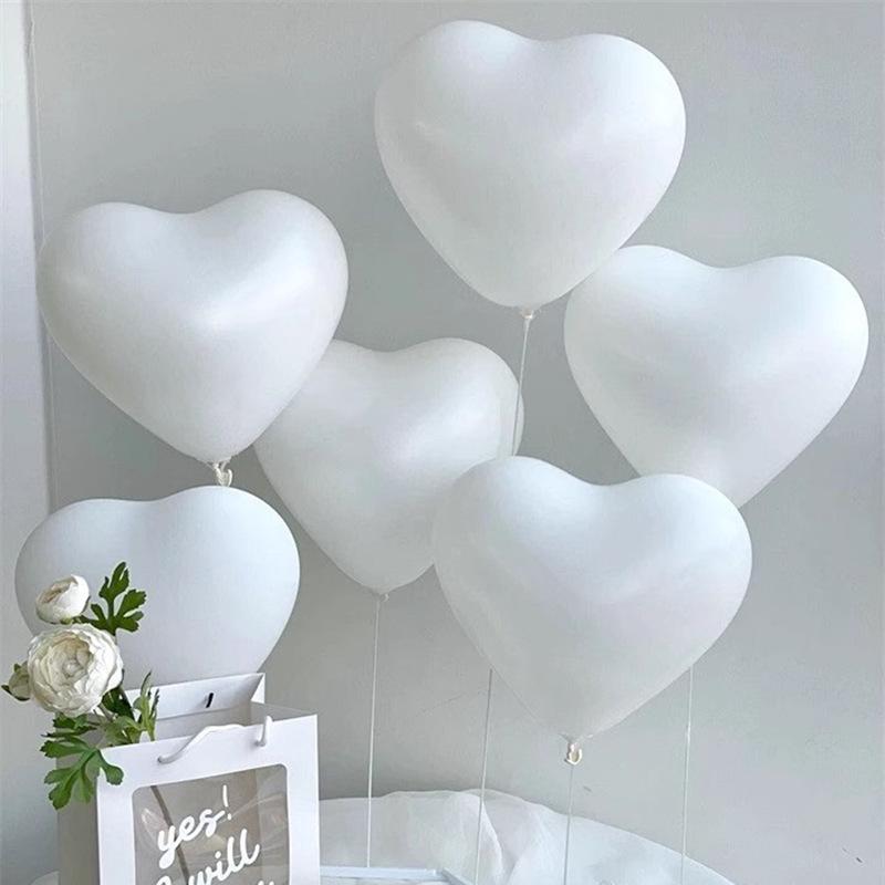 50pcs/bag 10Inch Elegant White Heart-Shaped Latex Balloons for Wedding Birthdays Anniversary Party Atmosphere Decor