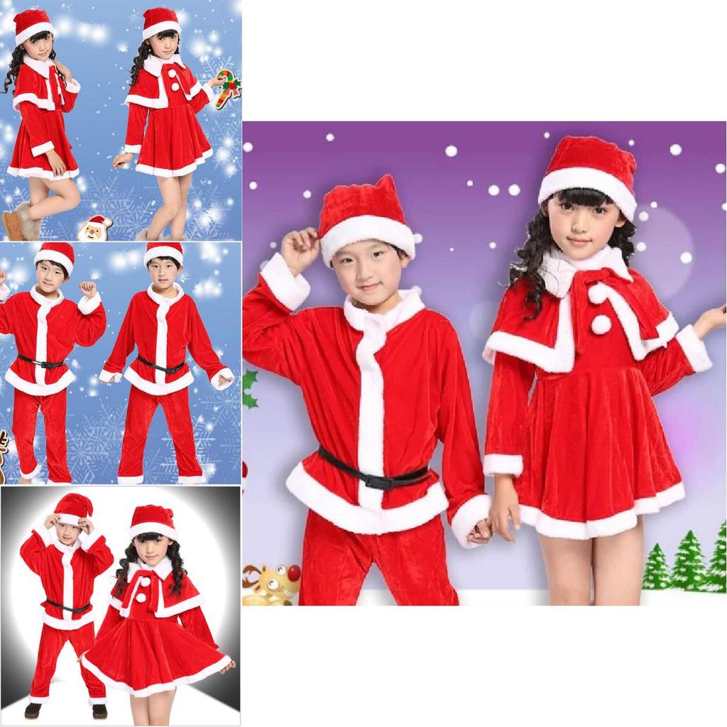 Premium Quality Velvet Kids Santa Claus Costume Red Christmas Outfit For Boys And Girls