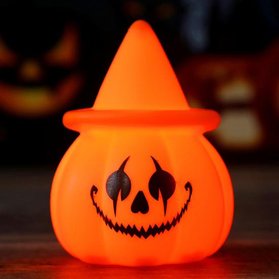 Halloween Pumpkin Night Light, LED Light-up Witch Hat Pumpkin, Spooky Cartoon Pumpkin Table Lamp for Holiday Party Decoration