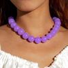 Exaggerated Bohemia Bead Necklace Adjustable Length Round Necklace Colourful Choker Women Fashion