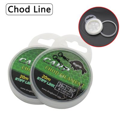 Líneas de pesca de carpa de 20m para aparejos de Chod que hacen ganchos de fluorocarbono de monofilamento rígido, línea Invisible, prensas de pesca para carpa