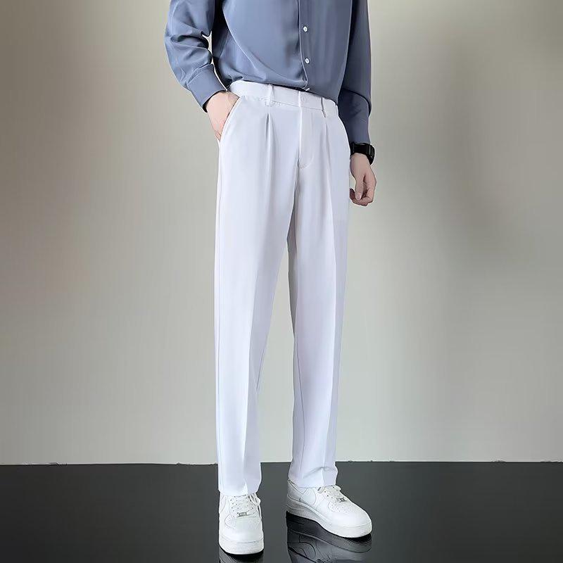 Мужские летние брюки широкого кроя: Модный свободный корейский стиль 36 белый
