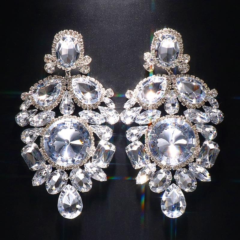 Rhinestone Earrings, Personalized Exaggerated Geometric Earrings, Retro Accessories Women's Earrings