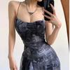 Women's Summer Skirt Pure Erotic Hottie Cross Halter Irregular Printed Suspender Dress