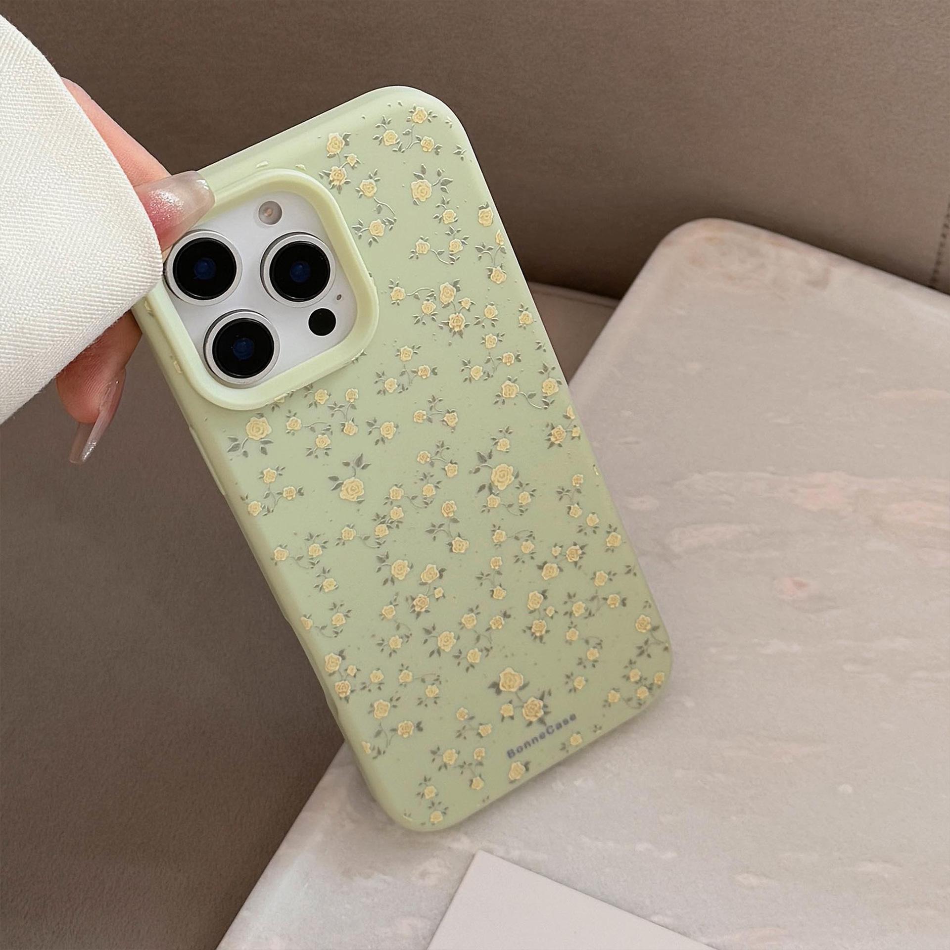 

For iPhone 15 Pro Case Floral Pattern Aesthetic TPU Phone Cover Type A