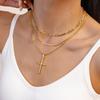Sweater Chains Cross Necklace Cross Metal Clavicle Chain Fashion Double Layer Choker  Women Gifts