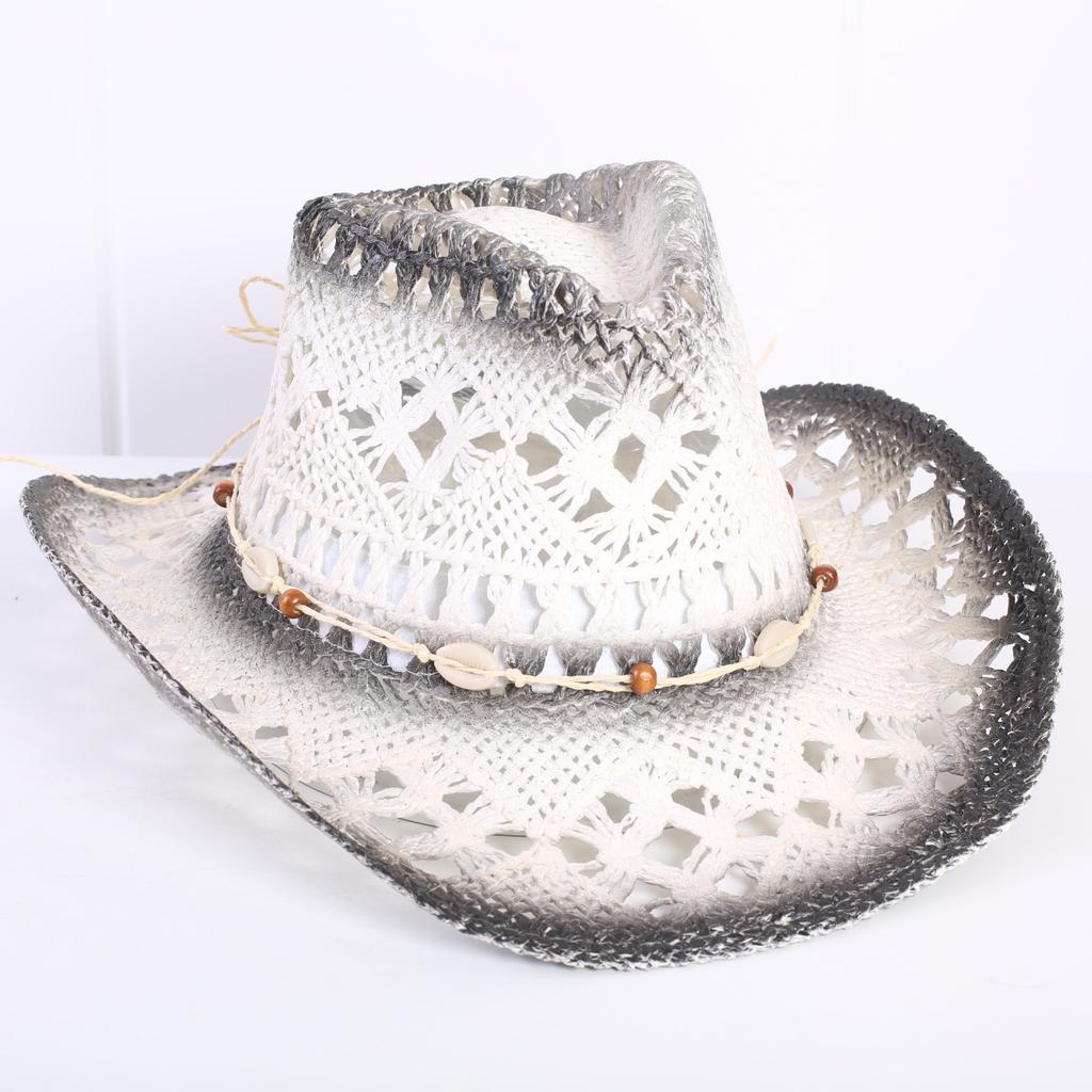 Popular sombrero de vaquero occidental hueco clásico europeo y americano, moda para hombre y mujer, sombrero de paja transpirable para vacaciones, protección solar
