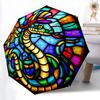 1pc Stained Glass Snake Automatic Folding Umbrella with 8-Rib Windproof Design, Portable Foldable Sunshade Umbrella For Halloween 126