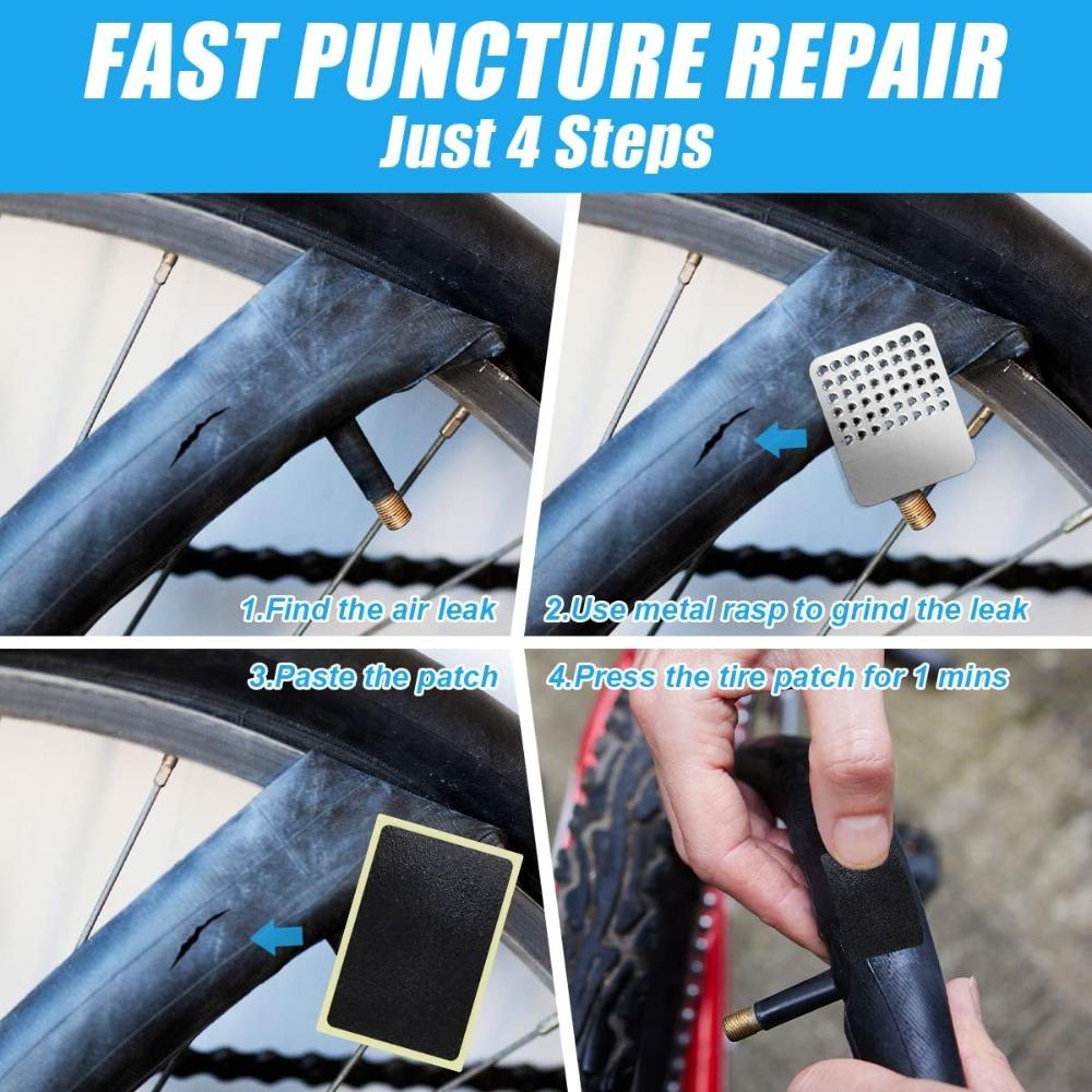 28Pcs Glueless Self Adhesive Bike Puncture Repair Kit with Metal Rasps