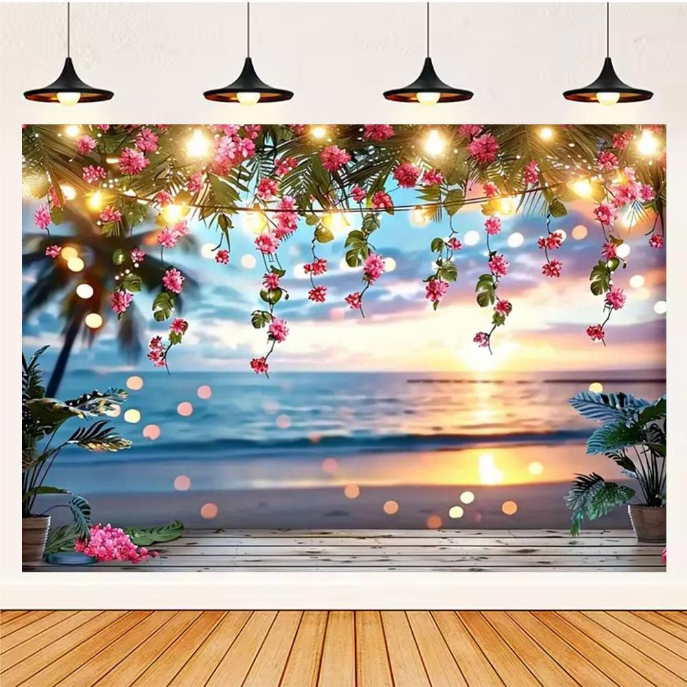 Summer Hawaii Party Supplies Background Banner Decoration Aloha Coconut Tree Surfboard Baby Shower Backdrop Photography Props