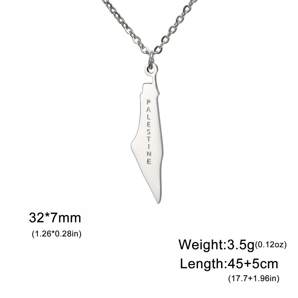 Lucktune Palestine Map Pendant Necklaces Stainless Steel Women's Necklace Palestinians Ethnic Map Choker Jewelry Birthday Gifts