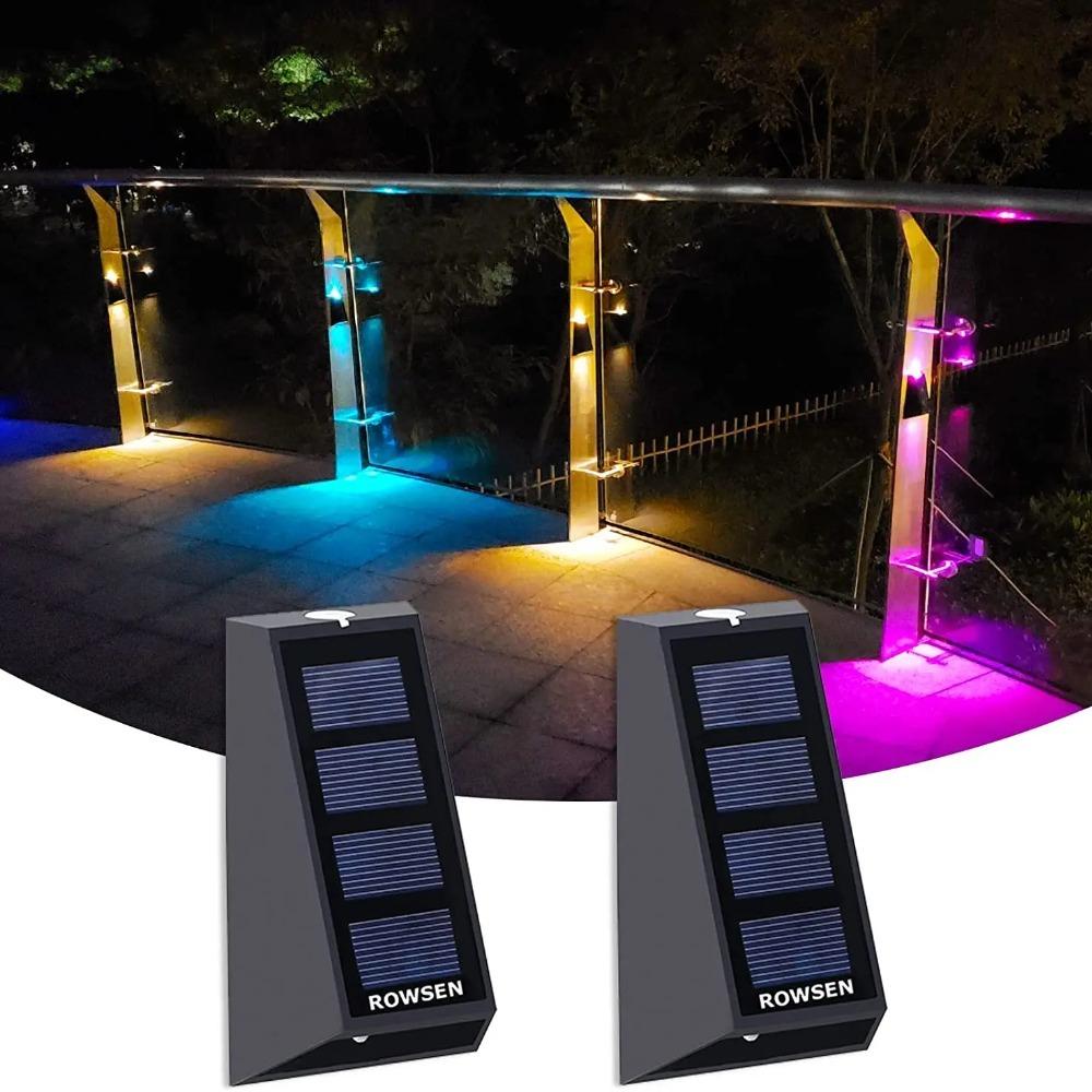 4Pcs Solar Wall Lights Outdoor Garden Decoration Home Lamp Double Color Waterproof Up Down Solar Light Up All Day for Fence Patio