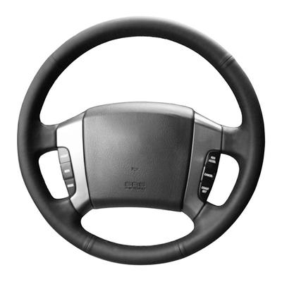 Black Faux Leather Hand-stitched No-slip Car Steering Wheel Cover for Kia Sorento 2002 2003 2004 2005 2006 2007 2008 2009 2010
