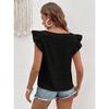   Women's Square Neck Ruffle Sleeve Crop Top Textured Casual Summer Tops