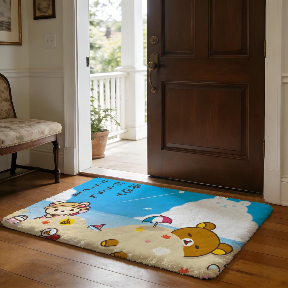

Floor Mat Soft Flannel Rug Non Slip Absorbent Mat for Bathroom Bedroom Home Decor R Rilakkuma Anime 50x80cm