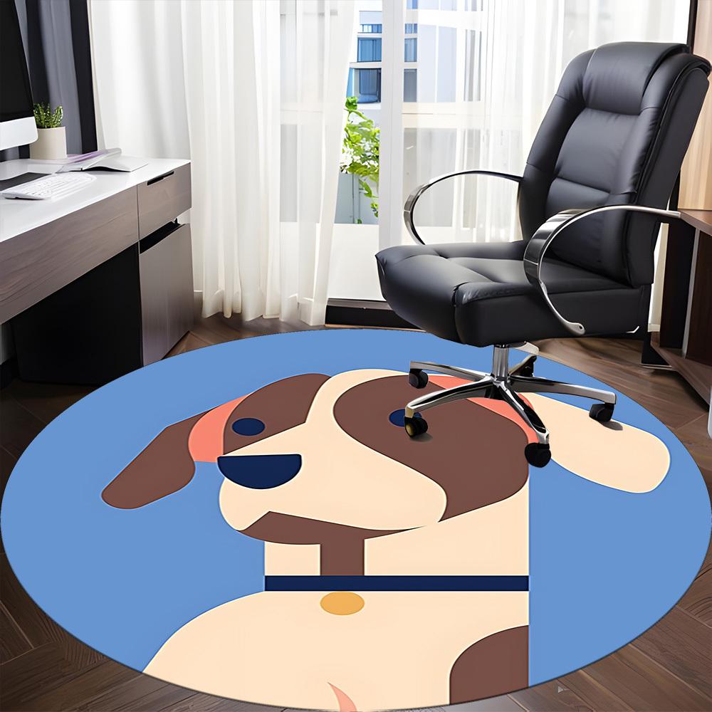 1pc Puppy Pet Office Round Area Rug, Under Office Chairs Bedroom Living Room Home Decor, Room Deco