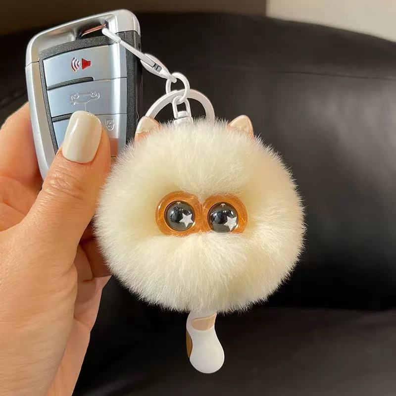 Imitation Rex Rabbit Fur Cute Kitten Pendant Car Keychain Ins Style Plush Doll Gift Backpack Pendant