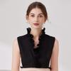 White V-neck Blouse Fake Turtleneck Collar Autumn Winter Interior Ruffle Decoration Collar Shirt Detachable False Collar Girls
