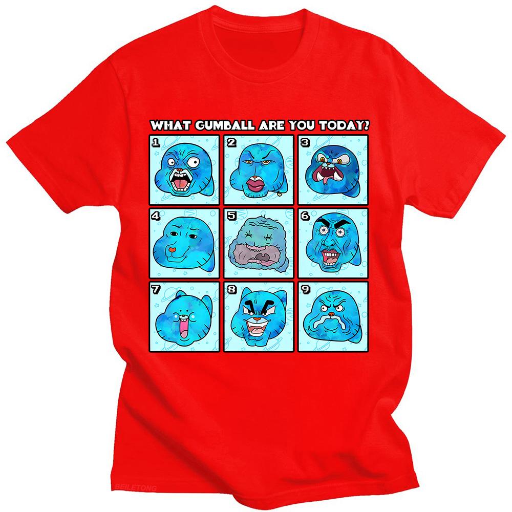 

КАКОЙ ТЫ СЕГОДНЯ, ГАМБАЛ, футболка с принтом, смешные футболки с эмоциями, футболки с коротким рукавом, хлопковая удобная футболка, модные топы Y2K унисекс XXL красный