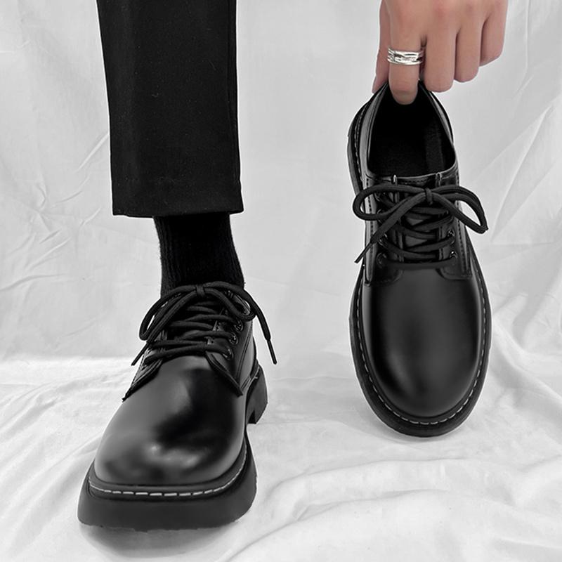 Brock Leather Shoes Autumn Best Man British Business Suit Casual Shoes Black Low Top Martin Shoes