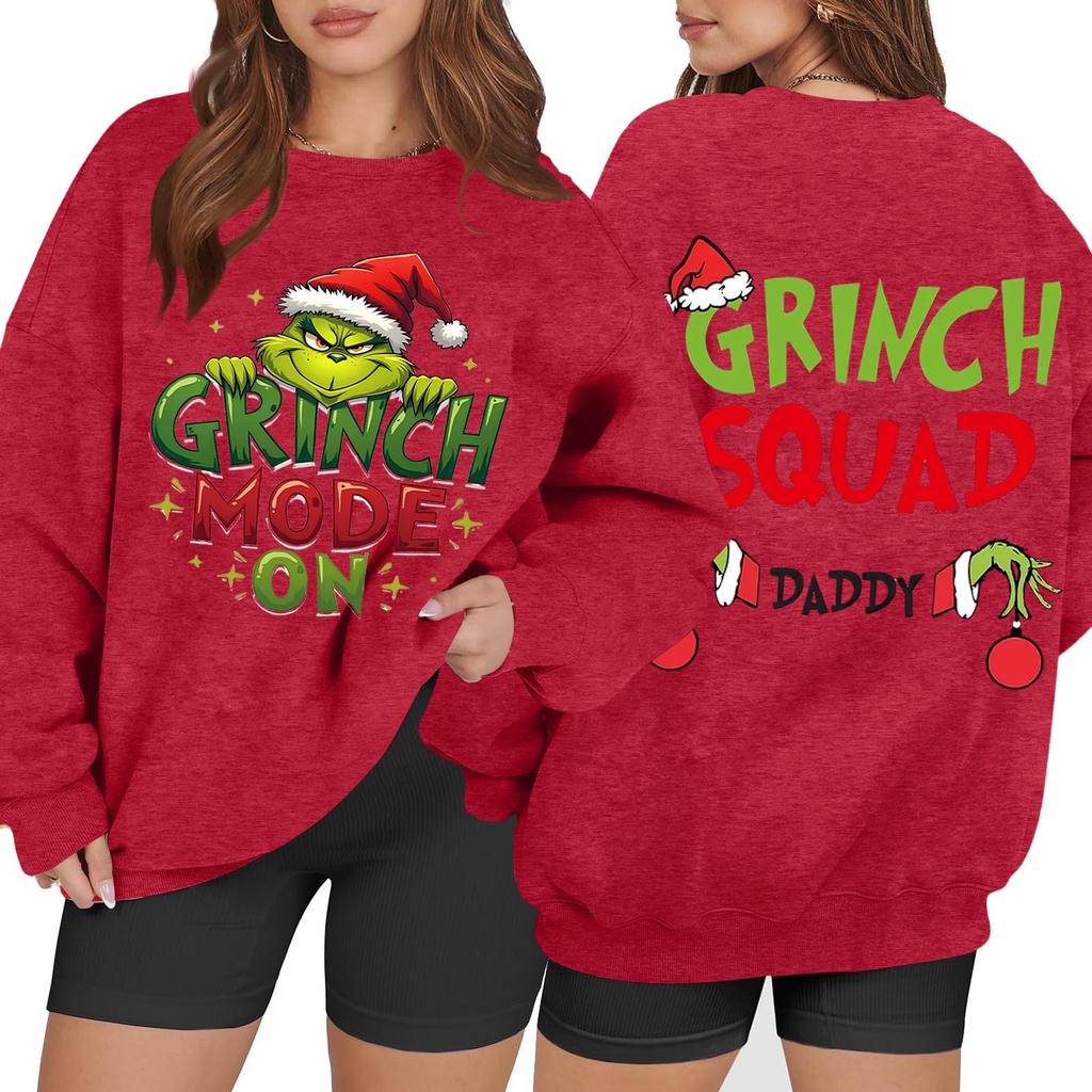 Women's Casual Fashion Long Sleeve Christmas Printed Round Neck Sweatshirt Top