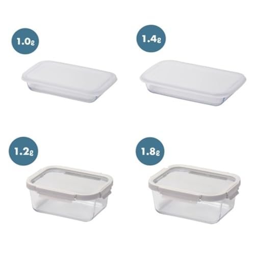 Pearl Metal Storage Container, HC-115, Deep, 1.2L, Locking, Heat-Resistant Glass, Microwave Safe (with Lid) and Oven Safe (with Lid)