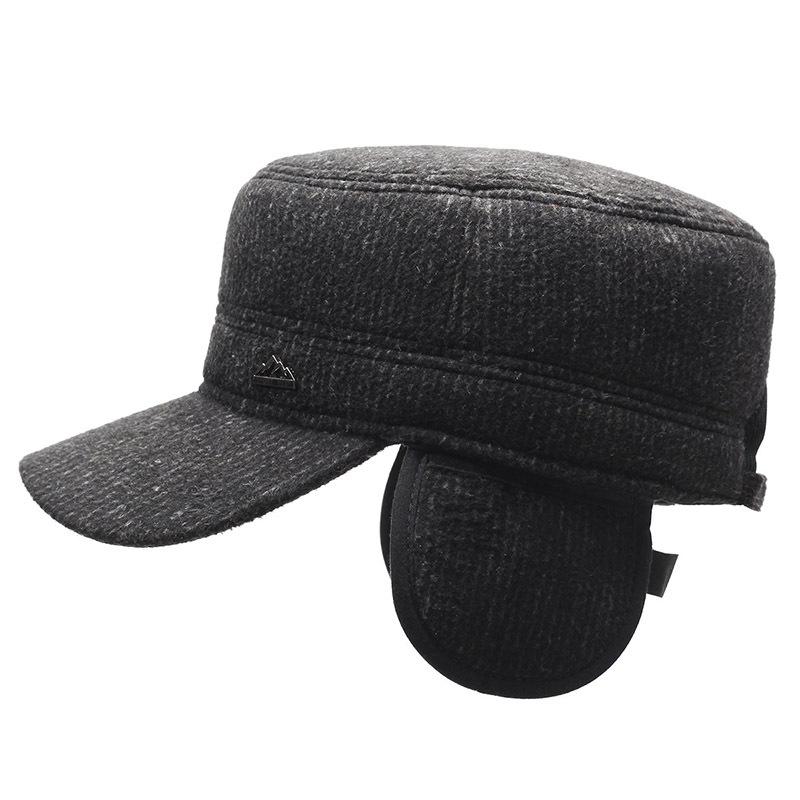 Winter Men'S Hats Middle-Aged And Elderly Men'S Ear Caps Outdoor Thickened Flat-Top Hats Grandpa Hats Dad Hats Peaked Caps