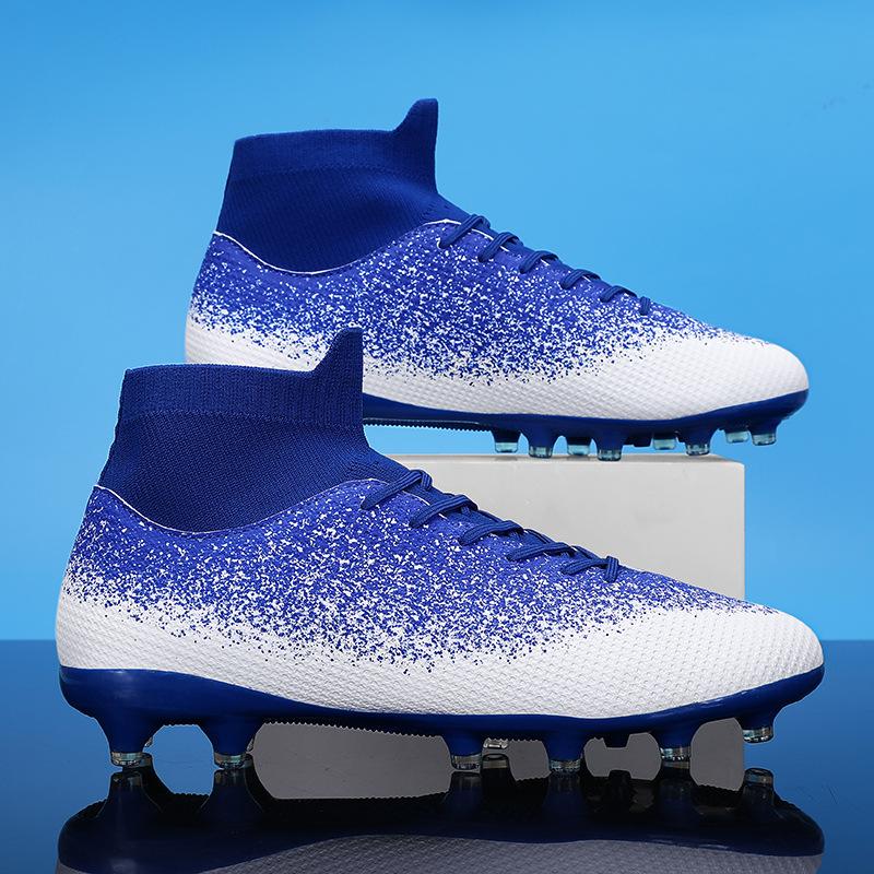High-top Actual Combat Football Shoes Men's Spikes Grass Kicking Shoes Adult and Older Children's Game Training Shoes