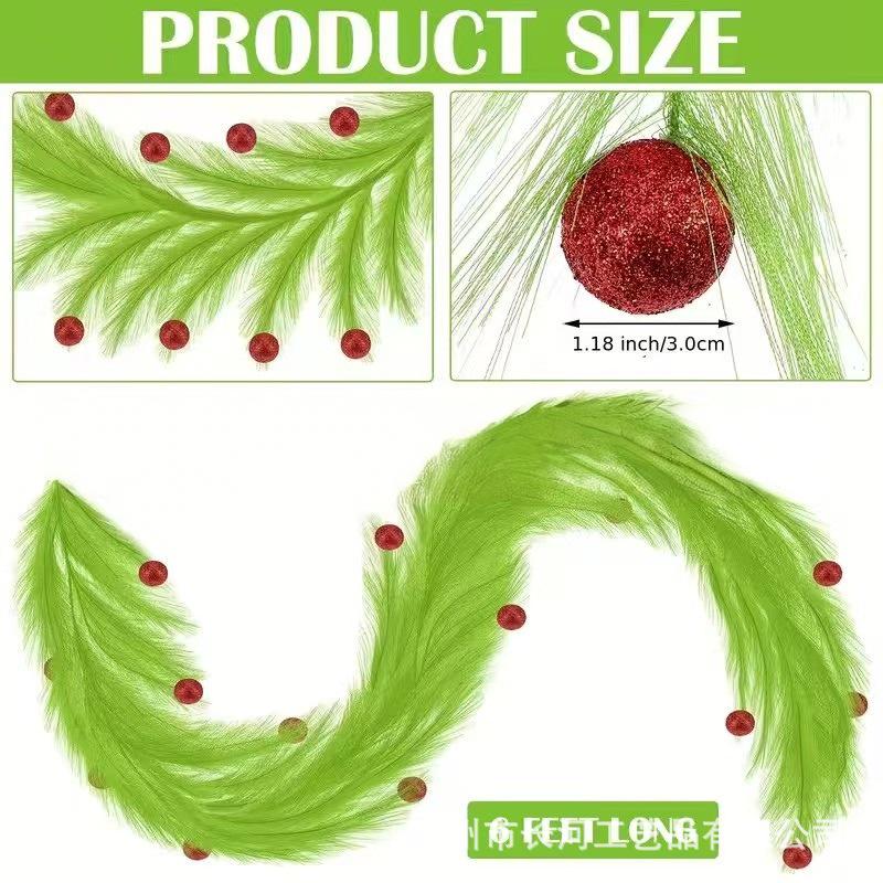 Christmas Paspalum Vine Elf Ball: Artificial Reed and Green Plant Decoration Ornament