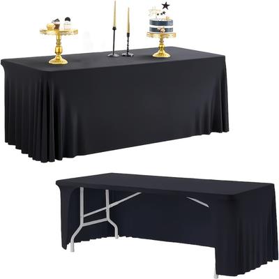 Simple Solid Color Spandex Stretch Tablecloth Rectangular Elastic Table Skirt Washable Soft Table Cover Banquet