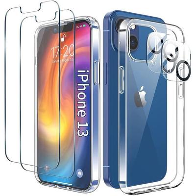 TPU Silicone Case - for iPhone 13 Mini - Ultra Slim - Full Protection - Transparent - 2 Tempered Glasses