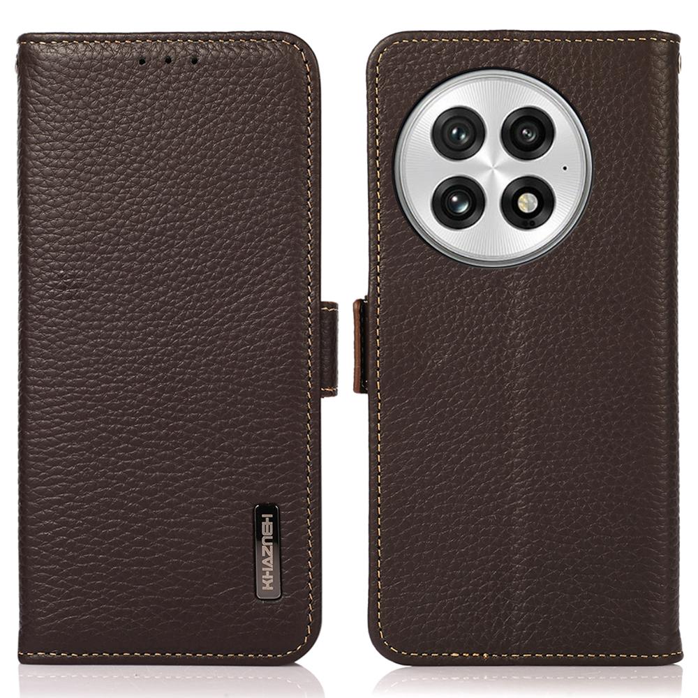 

KHAZNEH Чехол для телефона OnePlus 13 из натуральной коровьей кожи с блокировкой RFID Brown