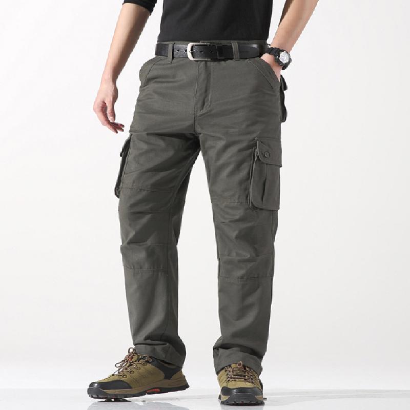 Men's Casual Pants with Three-dimensional Pockets, Straight-leg Long Pants, Outdoor Multi-pocket Men's Cargo Pants