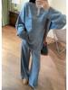 Light Knit Autumn-Winter V-Neck Sweater & Wide-Leg Pants Women’s Set