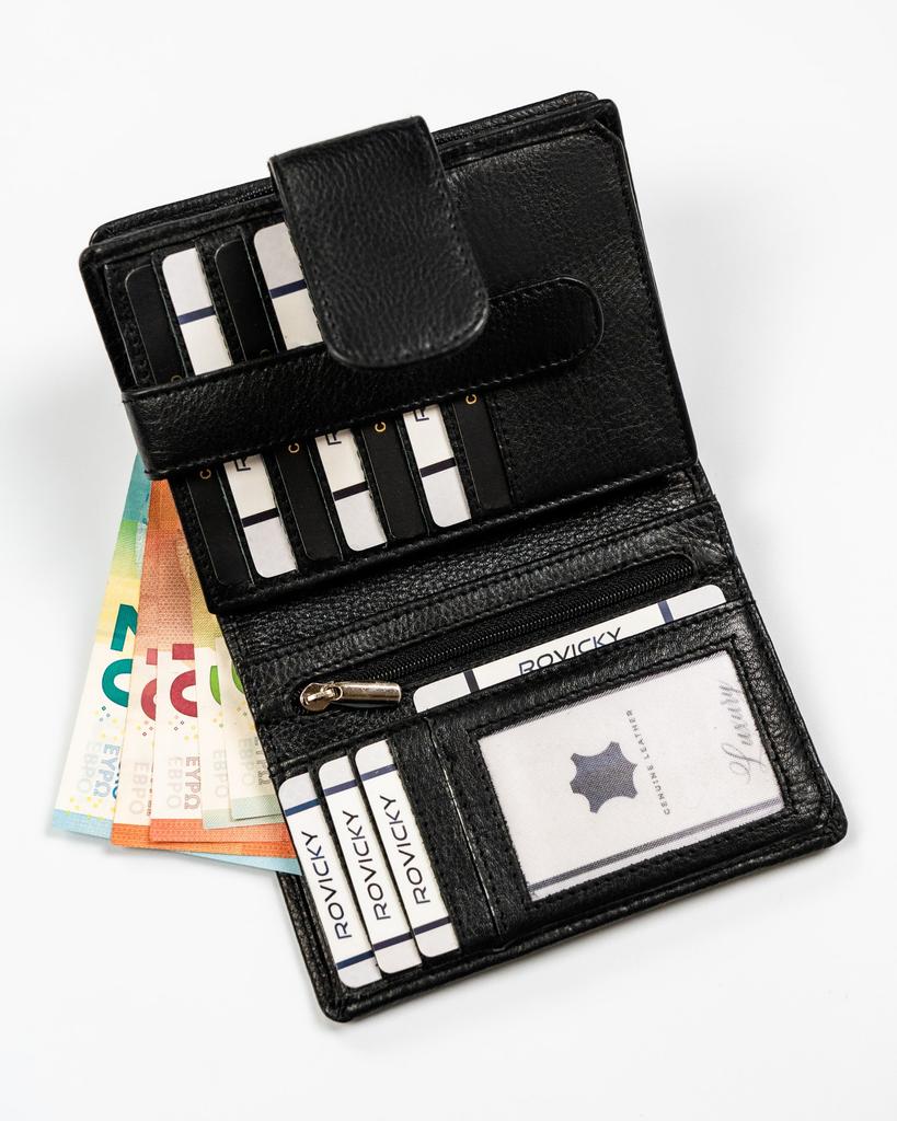 Women's Leather Wallet R-D1503-NCD-BL-8398 Black