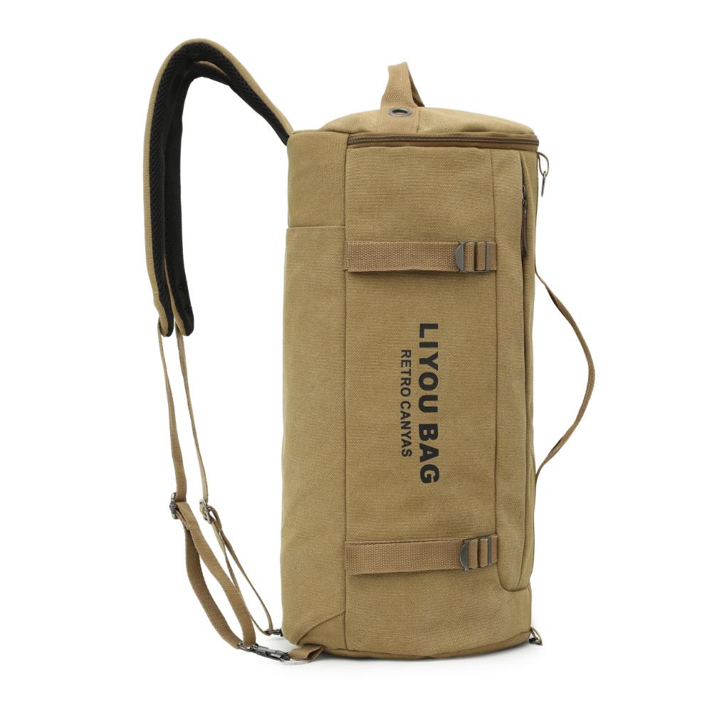 Unisex Cylindrical Travel Backpack,durable Nylon Canvas Luggage Bag,casual Duffle Rucksack for Outdoor Trip and Portable Storage Packing