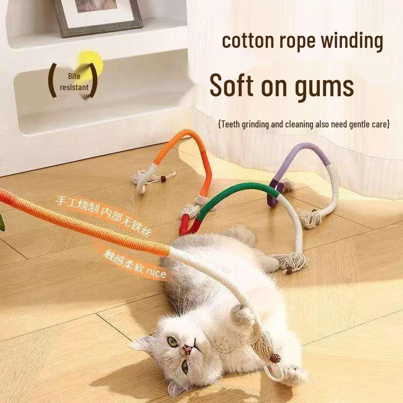 Durable Chewy Rope Cat Toy - Wear-Resistant Insect Gall Fruit for Teeth Grinding & Quiet Play, Relieves Boredom, No Shedding