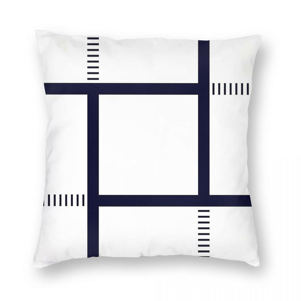 Quadra Navy Blue On White Square Pillowcase Polyester Linen Velvet Printed Zip Decor Pillow Case Home Cushion Cover