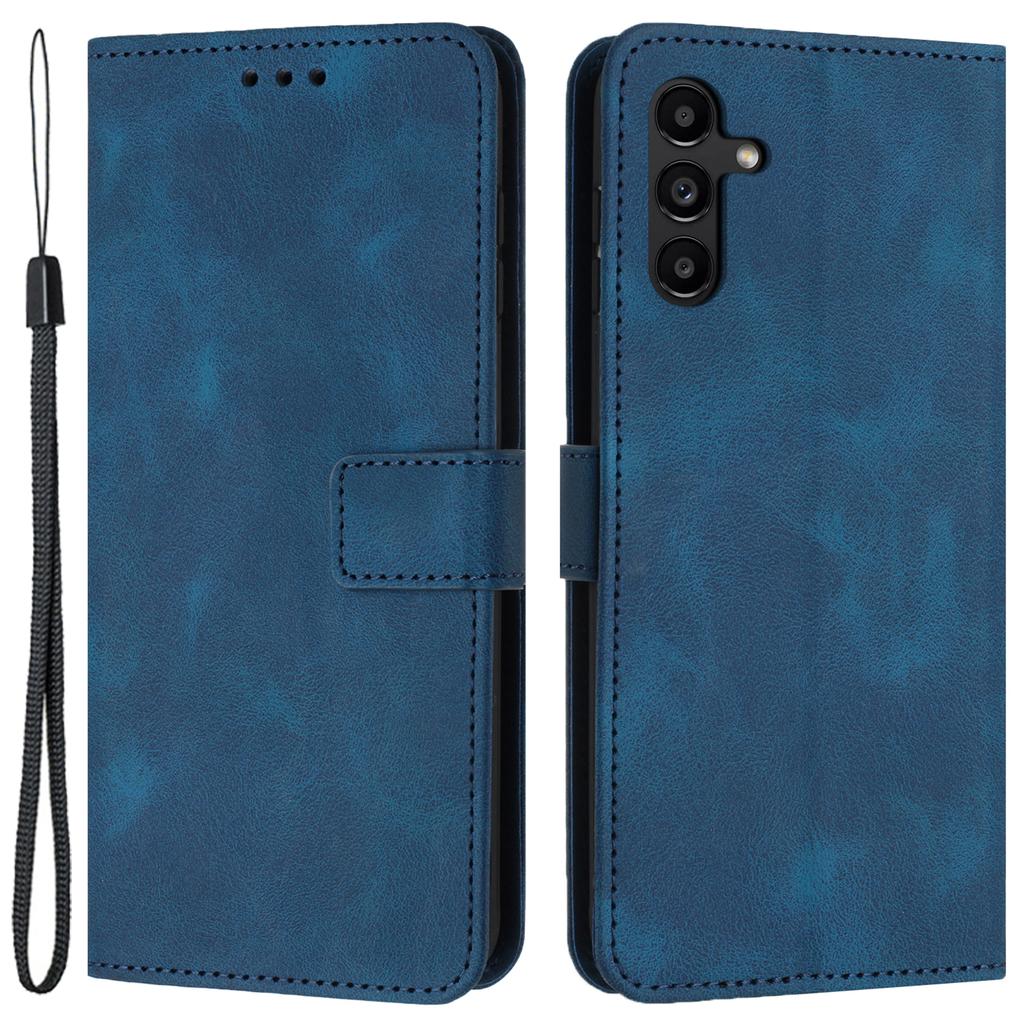 For Samsung Galaxy A34 5G Leather Case Solid Color Stand Wallet Cellphone Shell