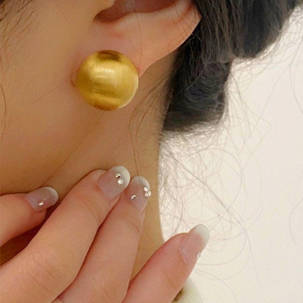 Half Round Geometric Ear Studs Plump Exaggerated Earrings Fashion Simple Metal Earrings  Gift
