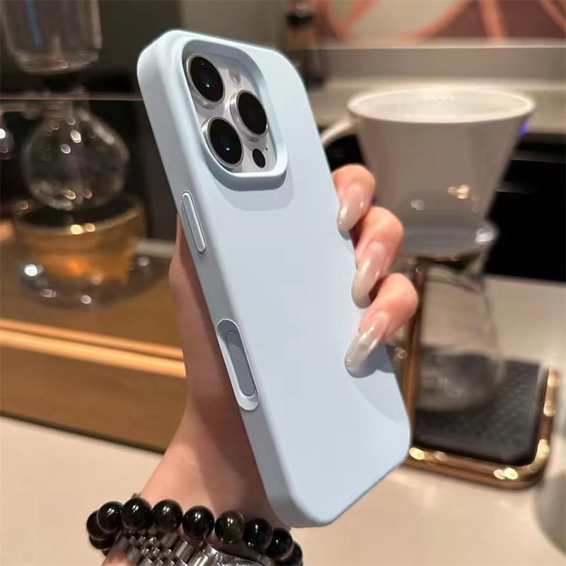 Titanium Gray Camera Control Button Genuine liquid silicone case for iPhone 16 Pro Max Plus full shockproof soft phone cover