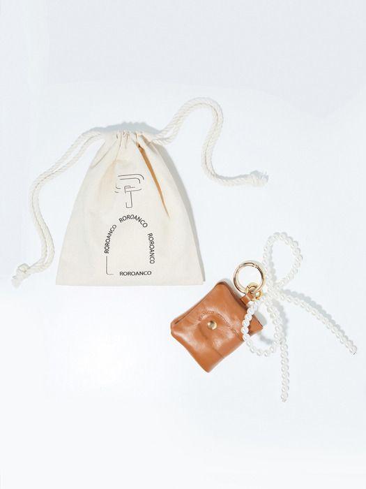 ROROANCO Ballchain Mini Pouch Charm_PEARL BROWN