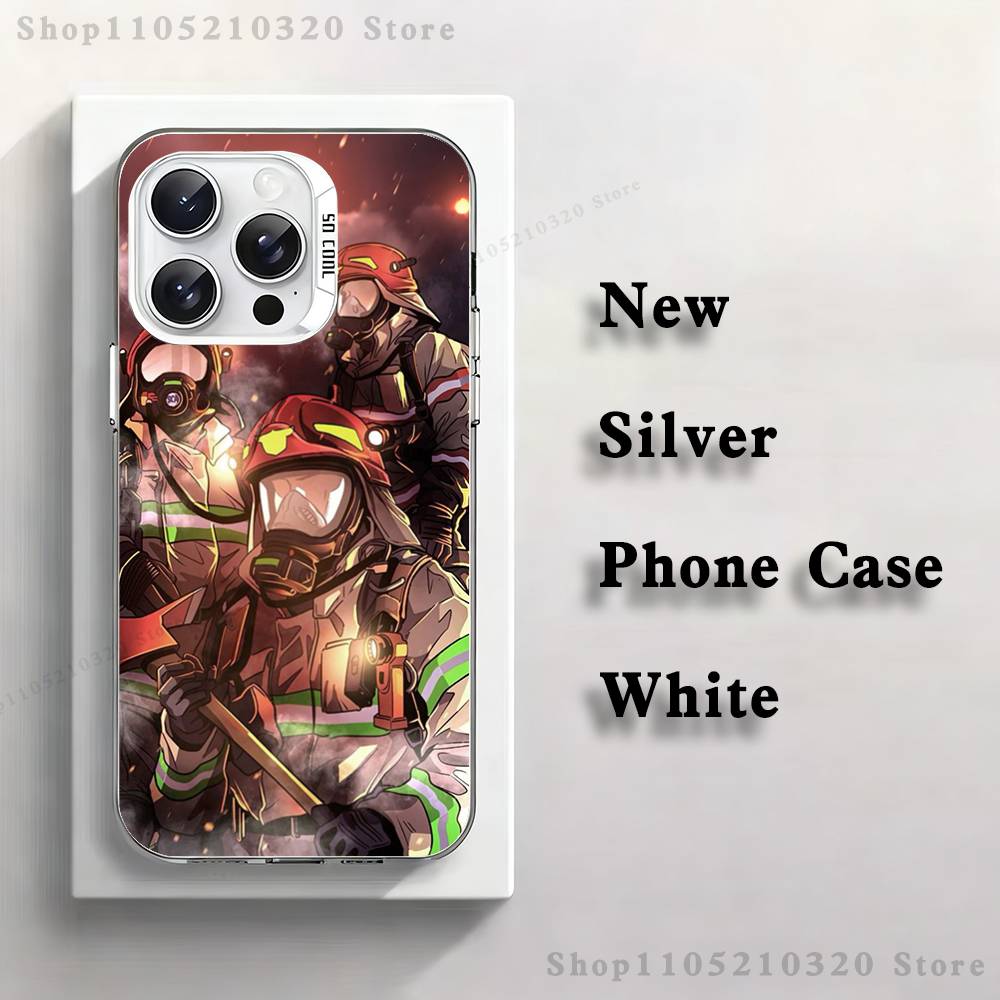 Fire Safety Firefighter Phone Case For iPhone 17,16,15,14,13,12,11,Pro,XS,Max,Plus,Mini,SE4,E white Matte Shockproof Cover
